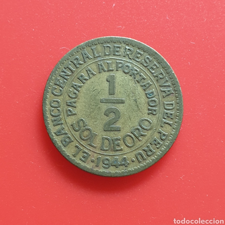 Monedas antiguas de Am&eacute;rica: Per&uacute; &frac12; sol de oro 1944 - Foto 1