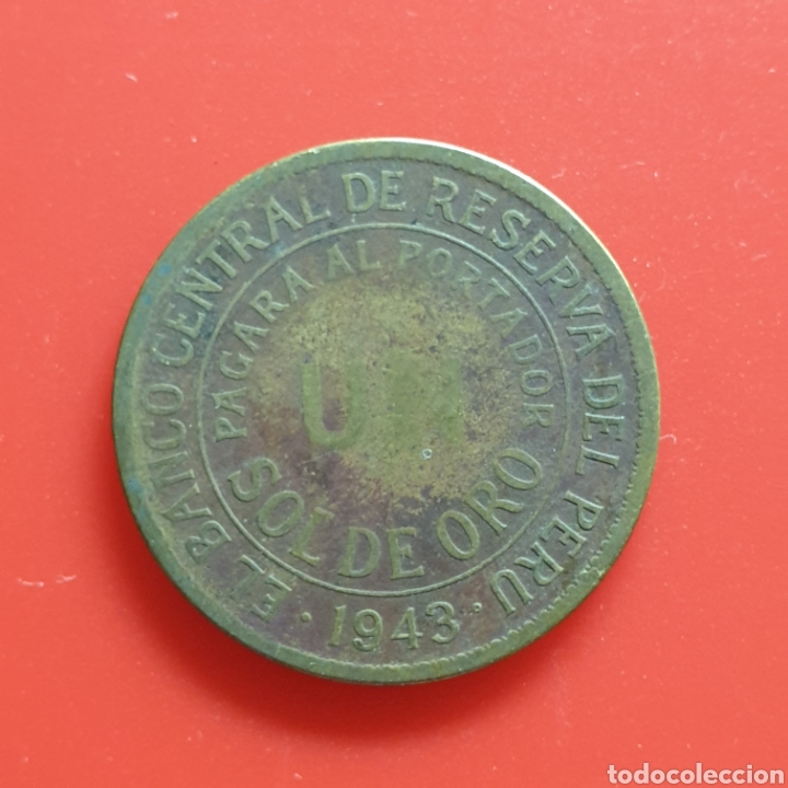 Monedas antiguas de Am&eacute;rica: Per&uacute; 1 sol de oro 1943 - Foto 1