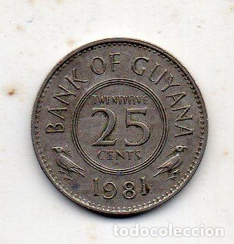 Monedas antiguas de Am&eacute;rica: Guayana. 25 C&eacute;ntimos. A&ntilde;o 1981 - Foto 2