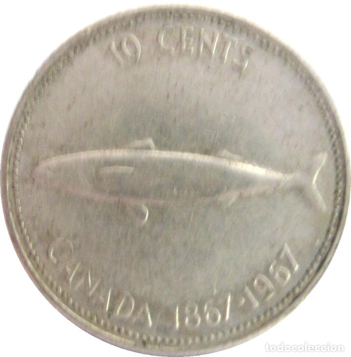 Alte M&uuml;nzen aus Amerika: Canada - Isabel II, 10 Centavos 1967 PLATA., Cent. Confederaci&oacute;n Canadiense'' KM#67./ P&aacute;tina.