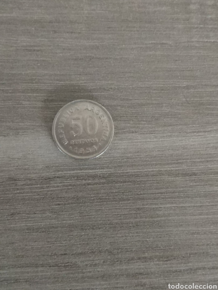 Monedas antiguas de Am&eacute;rica: Moneda argentina 50 centavos 1954 - Foto 1