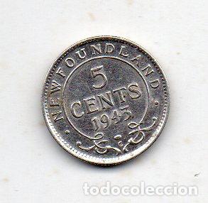Monedas antiguas de Am&eacute;rica: Canad&aacute;. 5 C&eacute;ntimos. A&ntilde;o 1943. Plata. - Foto 2