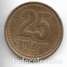 Monedas antiguas de Am&eacute;rica: ARGENTINA,25 CENTAVOS 1992.M - Foto 2