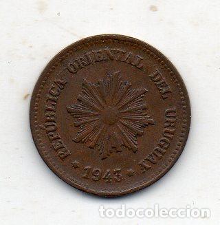Monedas antiguas de Am&eacute;rica: Uruguay. 2 Cent&eacute;simos. A&ntilde;o 1943. - Foto 1