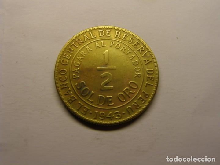 Monedas antiguas de Am&eacute;rica: Moneda de 1/2 sol, Per&uacute;, a&ntilde;o 1943. - Foto 1