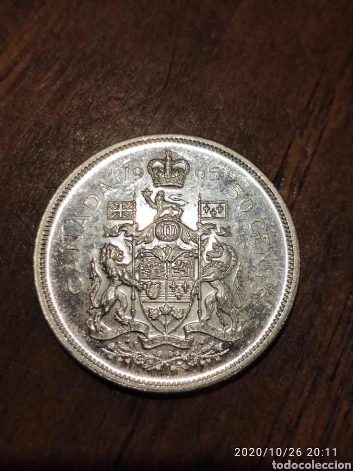 Monedas antiguas de Am&eacute;rica: Canad&aacute; 50 centavos 1965 - Foto 1