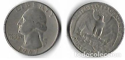Alte M&uuml;nzen aus Amerika: MONEDA-USA-QUARTER DOLLAR-1967-25 mm.