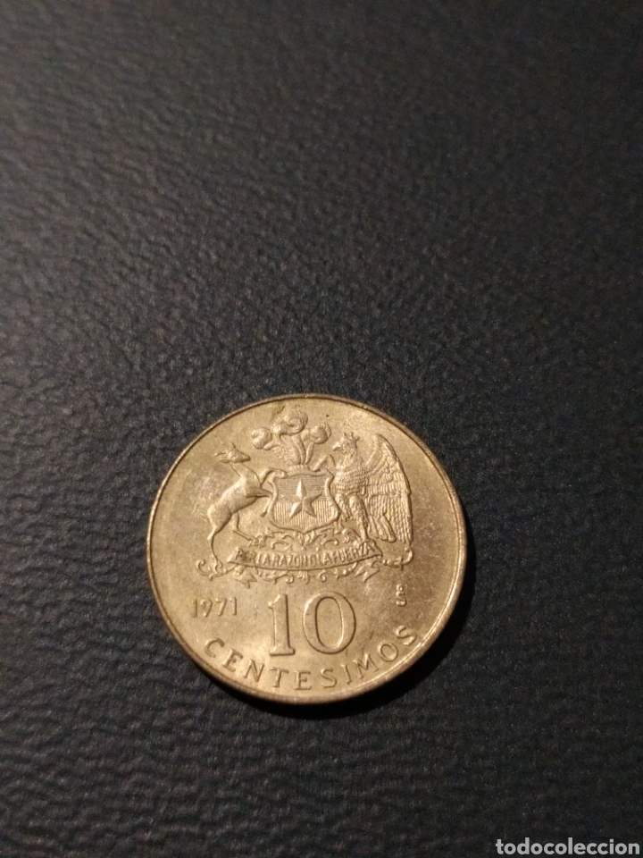 Monedas antiguas de Am&eacute;rica: 10 cent&eacute;simos 1971 Chile KM#194 - Foto 1