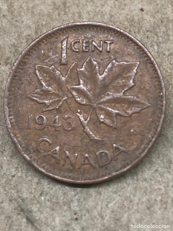 Monedas antiguas de Am&eacute;rica: Moneda 1cent Canada 1943 - Foto 2