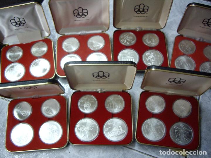 Monedas antiguas de Am&eacute;rica: OLIMPIADAS MONTREAL 1976 - COLECCION COMPLETA de PLATA - 28 MONEDAS EN 7 ESTUCHES