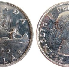 Monedas antiguas de América: CANADA 1 DOLAR (DOLLAR) PLATA 1960 EBC+ CANOA