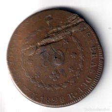 Monedas antiguas de América: BRASIL 80 REIS 1828 RIO DE JANEIRO - REY PEDRO I - PESO 28,69 GRAMOS KM# 366. Lote 227227335