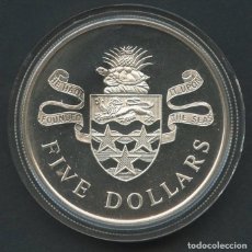 Monedas antiguas de América: CAYMAN ISLANDS, MONEDA DE PLATA, ISLAND ARMS, VALOR: 5 DOLLARS, 1974, SILVER COIN ONZA