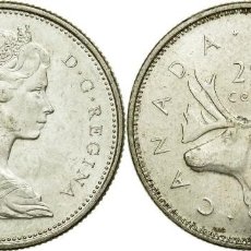 Monedas antiguas de América: CANADA 25 CENTS 1968 PLATA (ALCE) EBC