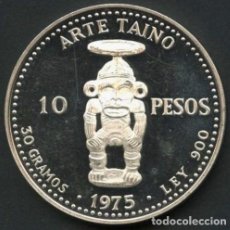 Monedas antiguas de América: REPÚBLICA DOMINICANA, MONEDA DE PLATA, ARTE TAINO, VALOR: 10 PESOS, 1975, COIN SILVER PROOF. Lote 232530236