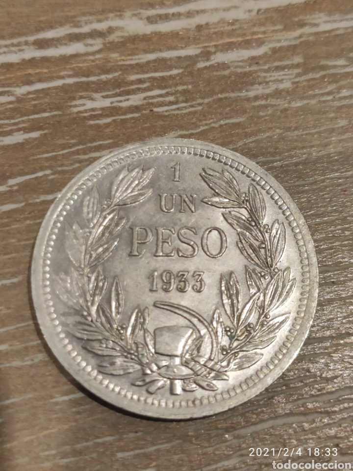 Monedas antiguas de Am&eacute;rica: Chile 1 peso 1933 - Foto 1