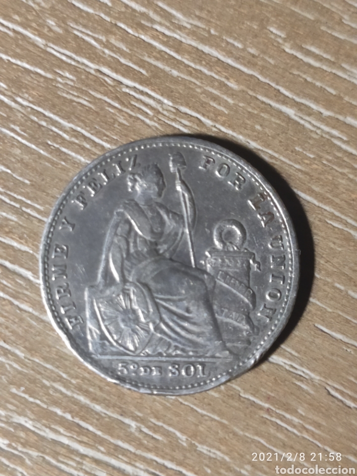 Monedas antiguas de Am&eacute;rica: Per&uacute; 1/5 sol 1908 plata 0.900 - Foto 1