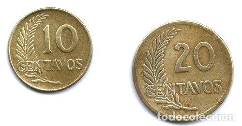Monedas antiguas de Am&eacute;rica: monedas de peru 20 y 10 centavos de 1948 - Foto 1