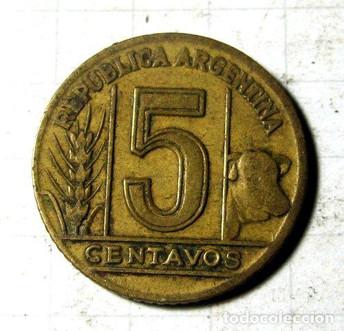 Monedas antiguas de Am&eacute;rica: argentina moneda 5 centavos 1944 - Foto 1