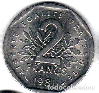 Monedas antiguas de Am&eacute;rica: moneda de francia 2 francos de 1981 - Foto 1