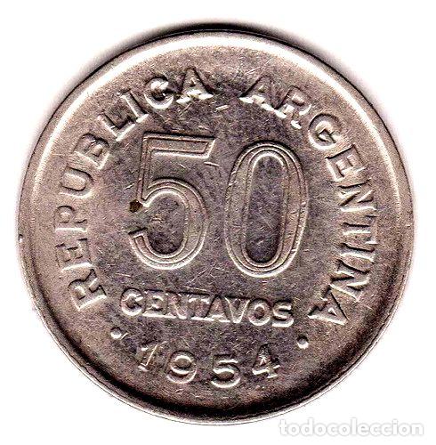 Monedas antiguas de Am&eacute;rica: argentina moneda 50 centavos 1954 - Foto 1