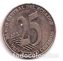 Monedas antiguas de Am&eacute;rica: ecuador moneda de 25 centavos ano 2000 - Foto 1
