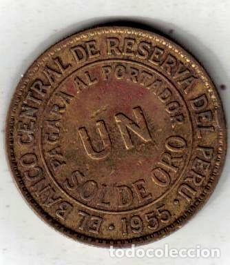 Monedas antiguas de Am&eacute;rica: peru moneda de 1 sol ano 1955 - Foto 1