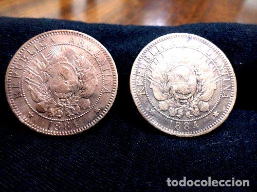 Monedas antiguas de Am&eacute;rica: 2 centavos de patacon ano 1884 - Foto 1