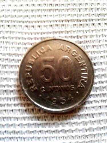Monedas antiguas de Am&eacute;rica: moneda argentina de 50 centavos de 1954 - Foto 1