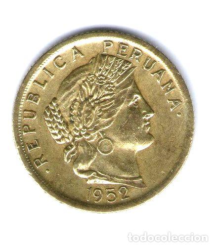 Monedas antiguas de Am&eacute;rica: moneda de peru 10 centavos ano 1952 - Foto 1