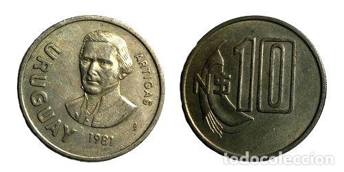 Monedas antiguas de Am&eacute;rica: uruguay moneda 10n ano 1981 - Foto 1