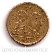 Monedas antiguas de Am&eacute;rica: brasil moneda de 20 centavos ano 1954 - Foto 1