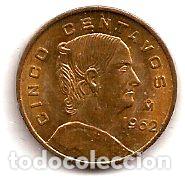 Monedas antiguas de Am&eacute;rica: mexico moneda de 5 centavos ano 1962 - Foto 1