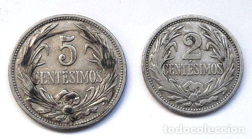 Monedas antiguas de Am&eacute;rica: uruguay 2 y 5 centesimos de 1936 - Foto 1
