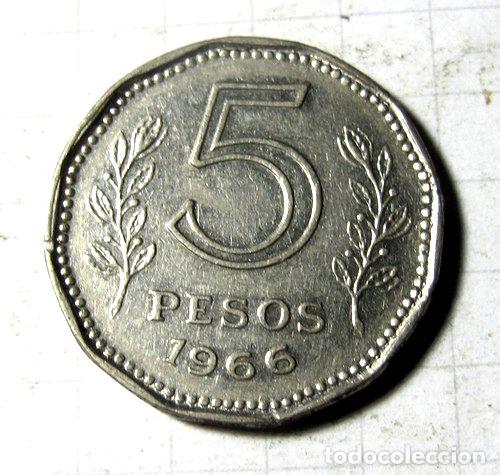 Monedas antiguas de Am&eacute;rica: argentina moneda 5 pesos 1966 - Foto 1
