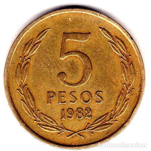 Monedas antiguas de Am&eacute;rica: chile moneda 5 pesos 1982 - Foto 1