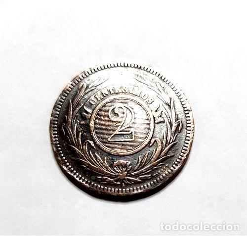 Monedas antiguas de Am&eacute;rica: moneda de uruguay de dos centecimos - Foto 1