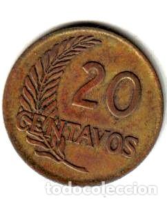 Monedas antiguas de Am&eacute;rica: peru moneda de 20 centavos ano 1960 - Foto 1