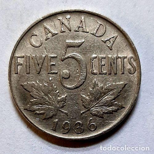 Monedas antiguas de Am&eacute;rica: moneda canada 5 centavos 1936 - Foto 1