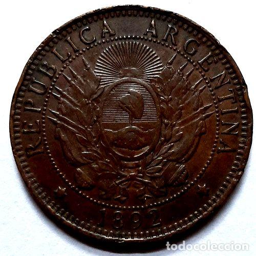 Monedas antiguas de Am&eacute;rica: moneda argentina 2 centavos 1892 - Foto 1