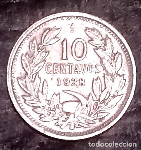 Monedas antiguas de Am&eacute;rica: moneda de chile 10 centavos 1928 - Foto 1