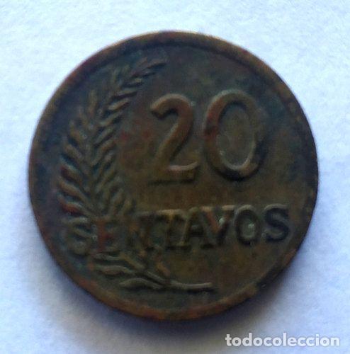 Monedas antiguas de Am&eacute;rica: moneda 20 centavos peru 1945 - Foto 1