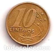 Monedas antiguas de Am&eacute;rica: brasil moneda de 10 centavos ano 2000 - Foto 1
