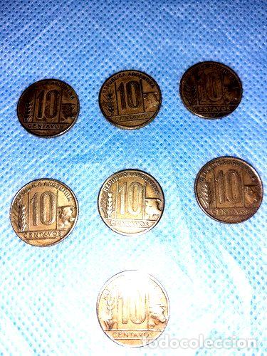 Monedas antiguas de Am&eacute;rica: 07 monedas argentina de 10 centavos - Foto 1
