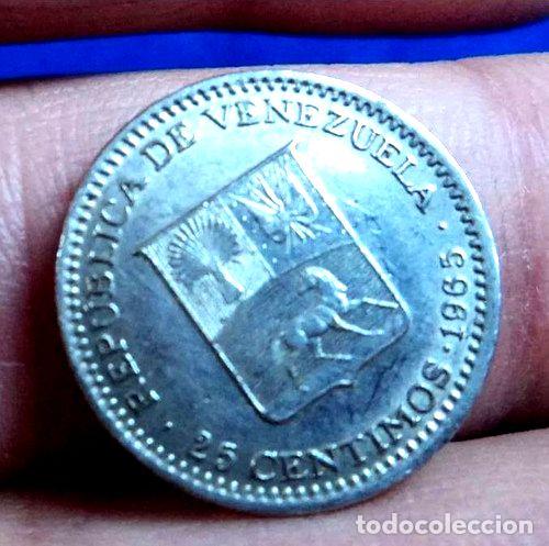 Monedas antiguas de Am&eacute;rica: 25 centimos 1965 moneda venezuela - Foto 1