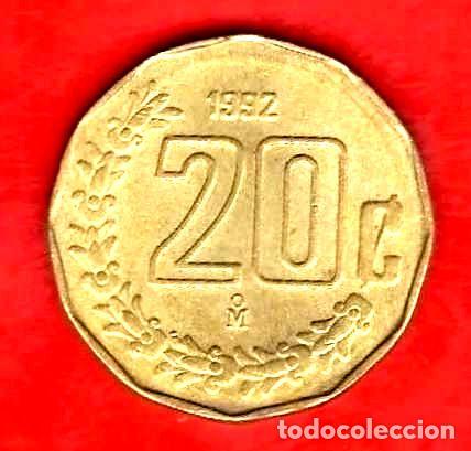 Monedas antiguas de Am&eacute;rica: mexico moneda 20 centavos ano 1992 - Foto 1