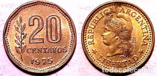 Monedas antiguas de Am&eacute;rica: argentina moneda 20 centavos 1975 - Foto 1