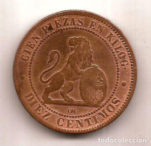 Monedas antiguas de Am&eacute;rica: espana moneda de 10 centimos ano 1870 - Foto 1