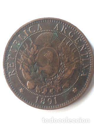 Monedas antiguas de Am&eacute;rica: moneda argentina 1891 2 cent cobre - Foto 1