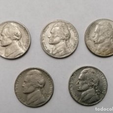 Monedas antiguas de América: LOTE DE 5 MONEDAS DE 5 C DE ESTADOS UNIDOS 1976-1996. Lote 251228955